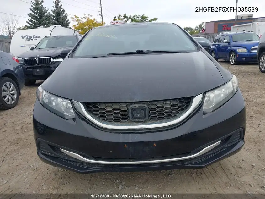 2015 HONDA CIVIC VIN 2HGFB2F5XFH035539 — фото 12