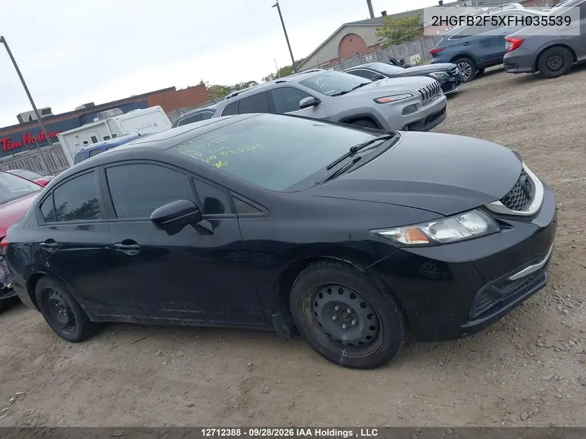 2015 HONDA CIVIC VIN 2HGFB2F5XFH035539 — фото 13