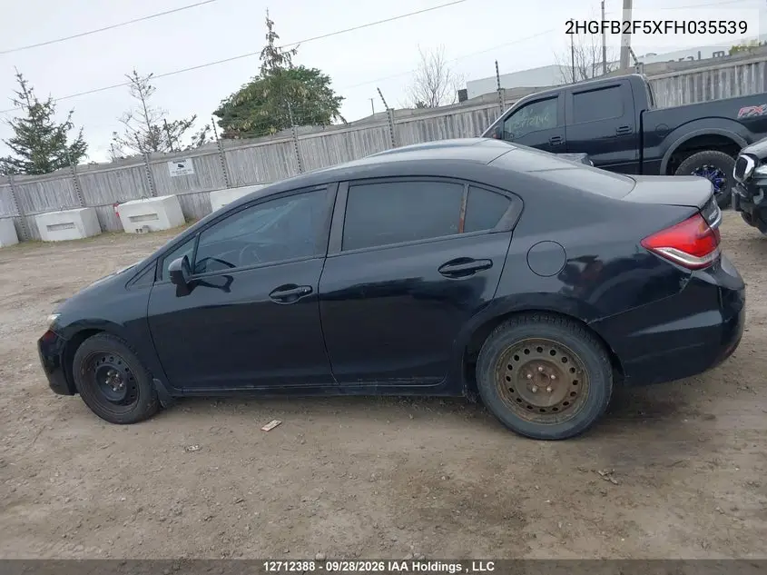 2015 HONDA CIVIC VIN 2HGFB2F5XFH035539 — фото 14