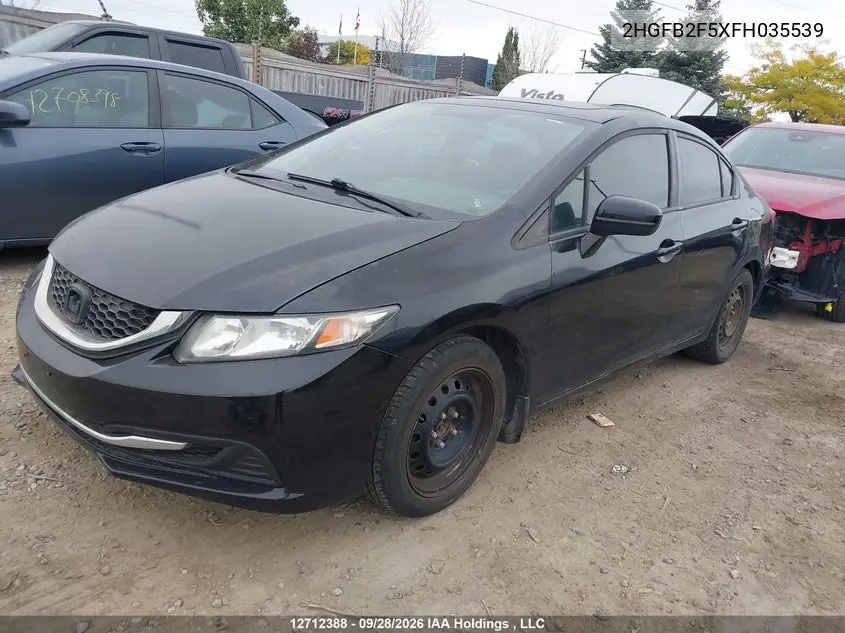 2015 HONDA CIVIC VIN 2HGFB2F5XFH035539 — фото 2