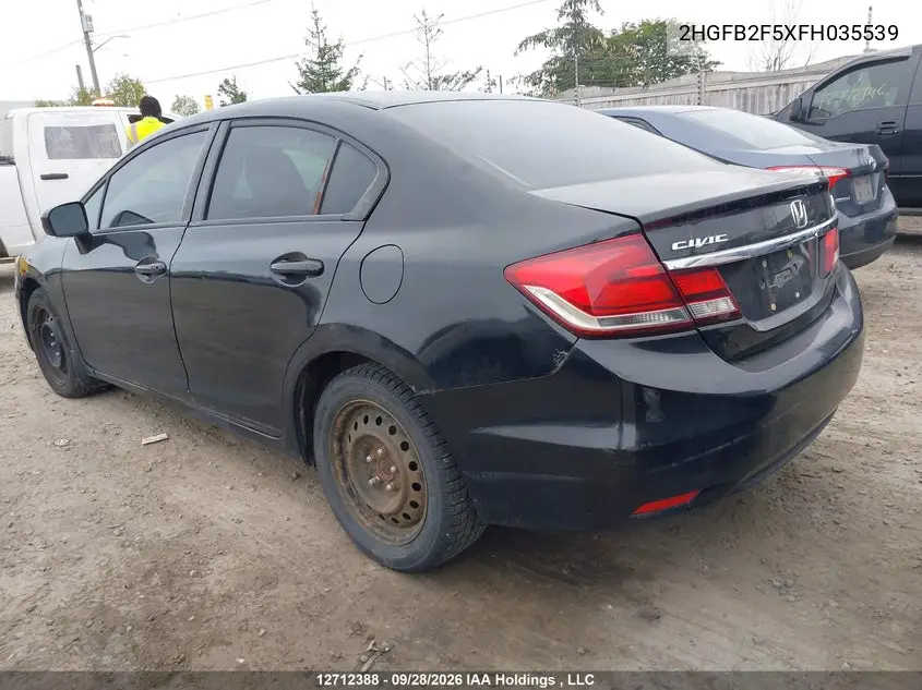 2015 HONDA CIVIC VIN 2HGFB2F5XFH035539 — фото 3