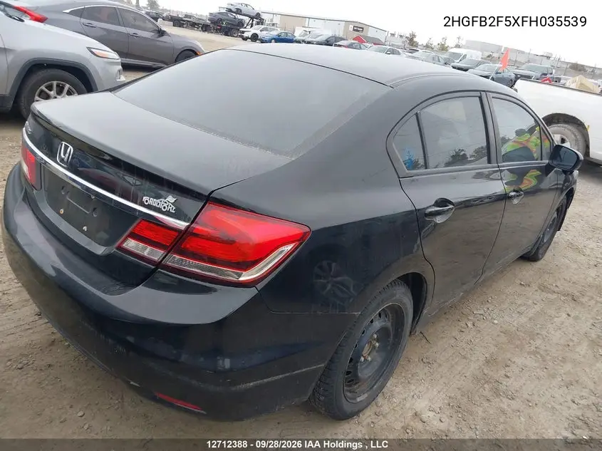 2015 HONDA CIVIC VIN 2HGFB2F5XFH035539 — фото 4