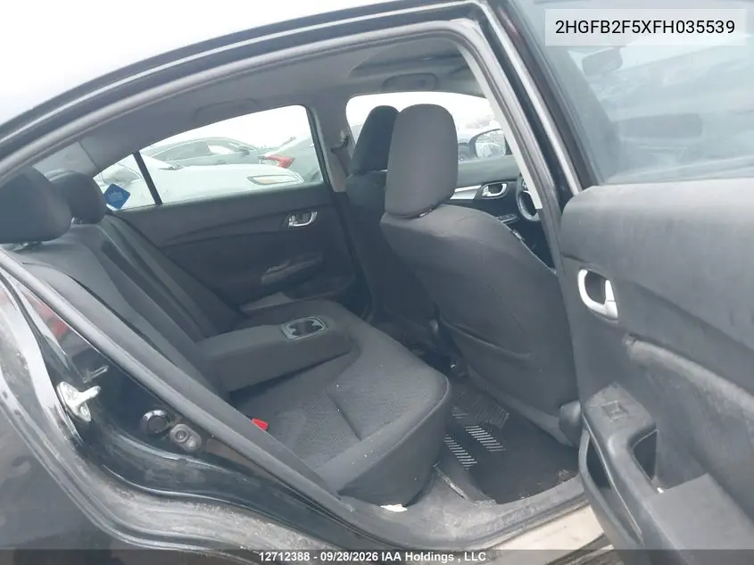 2015 HONDA CIVIC VIN 2HGFB2F5XFH035539 — фото 8