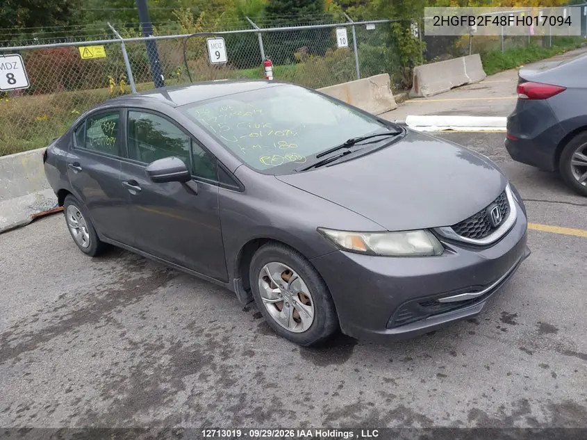 HONDA CIVIC 2015, VIN 2HGFB2F48FH017094