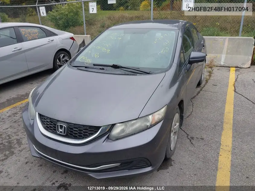 2015 HONDA CIVIC VIN 2HGFB2F48FH017094 — фото 13