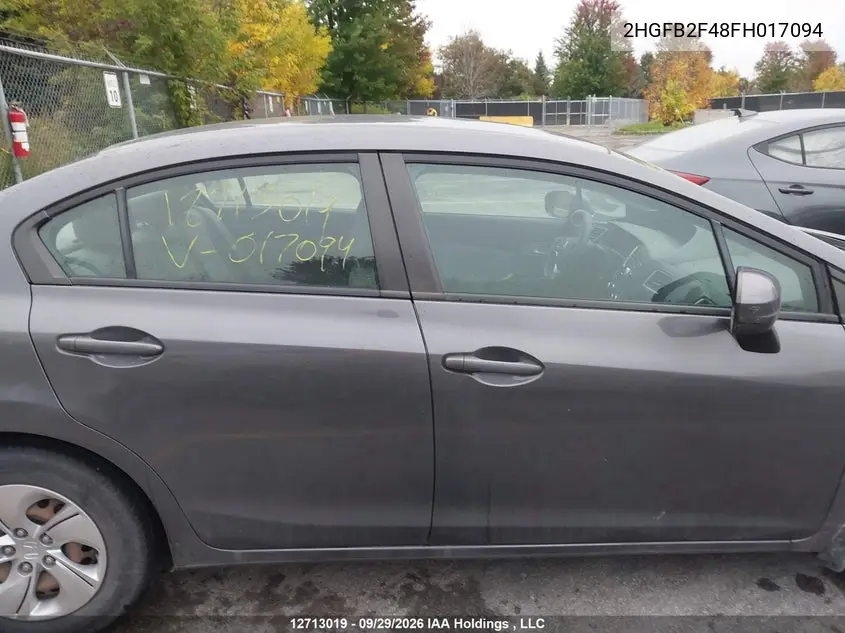 2015 HONDA CIVIC VIN 2HGFB2F48FH017094 — фото 14