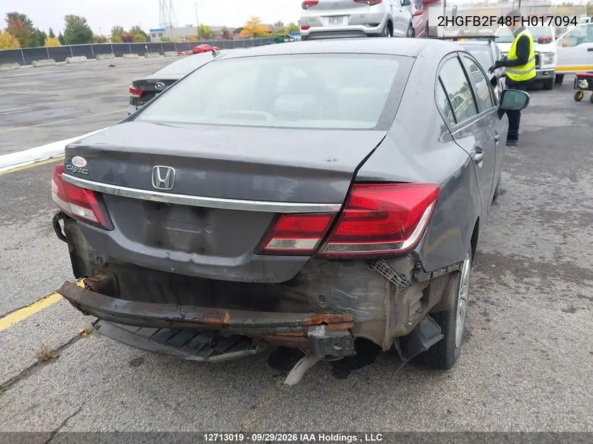 2015 HONDA CIVIC VIN 2HGFB2F48FH017094 — фото 17