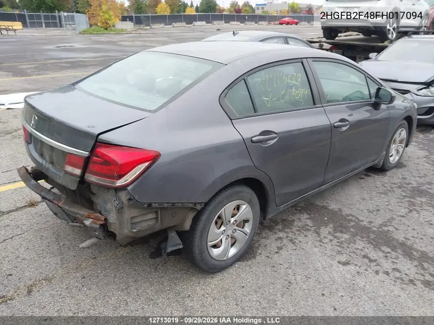 2015 HONDA CIVIC VIN 2HGFB2F48FH017094 — фото 4