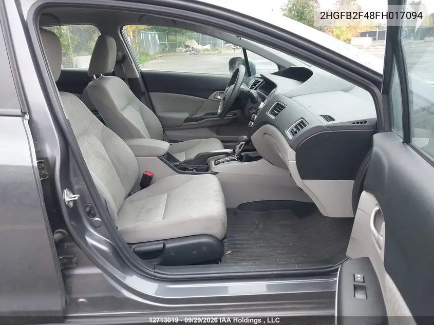 2015 HONDA CIVIC VIN 2HGFB2F48FH017094 — фото 5