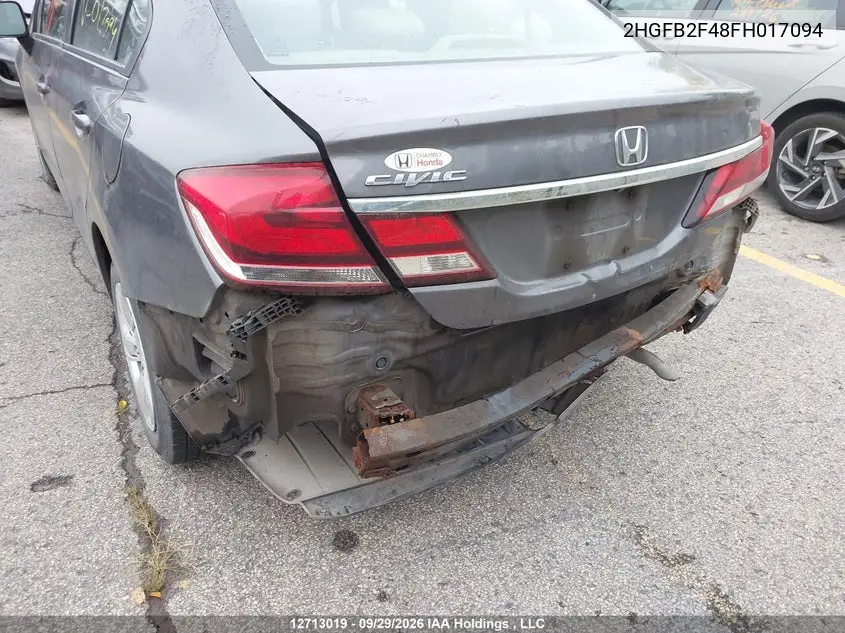 2015 HONDA CIVIC VIN 2HGFB2F48FH017094 — фото 6