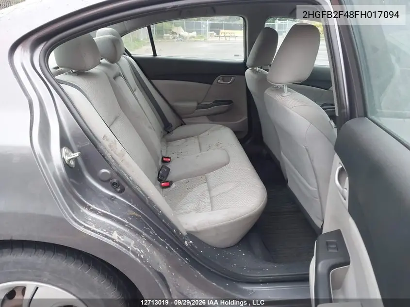 2015 HONDA CIVIC VIN 2HGFB2F48FH017094 — фото 8