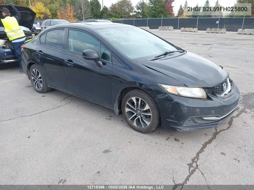 HONDA CIVIC 2015, VIN 2HGFB2E59FH025800