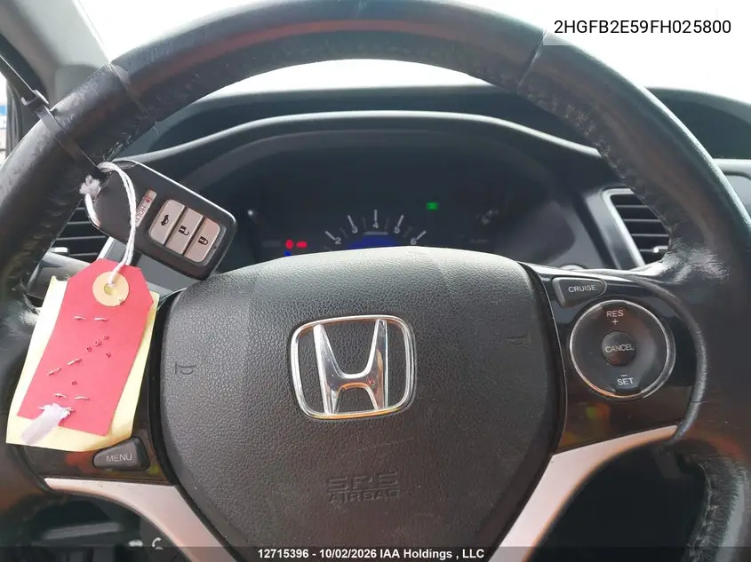 2015 HONDA CIVIC VIN 2HGFB2E59FH025800 — фото 11