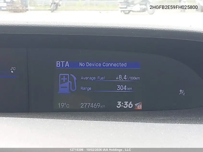 2015 HONDA CIVIC VIN 2HGFB2E59FH025800 — фото 15