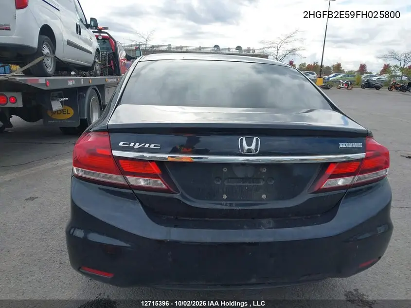 2015 HONDA CIVIC VIN 2HGFB2E59FH025800 — фото 16