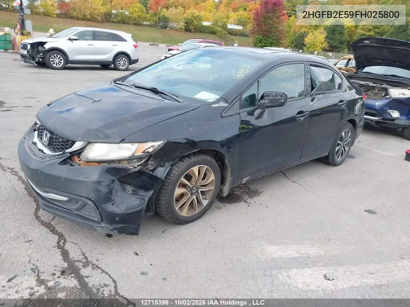 2015 HONDA CIVIC VIN 2HGFB2E59FH025800 — фото 2