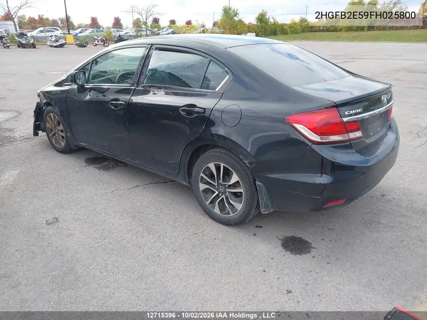 2015 HONDA CIVIC VIN 2HGFB2E59FH025800 — фото 3
