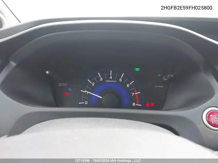 2015 HONDA CIVIC VIN 2HGFB2E59FH025800 — фото 7