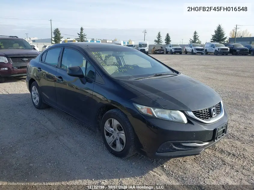 HONDA CIVIC 2015, VIN 2HGFB2F45FH016548