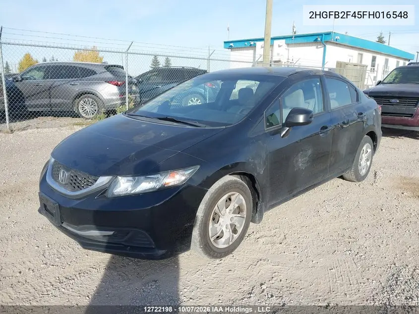 2015 HONDA CIVIC VIN 2HGFB2F45FH016548 — фото 2