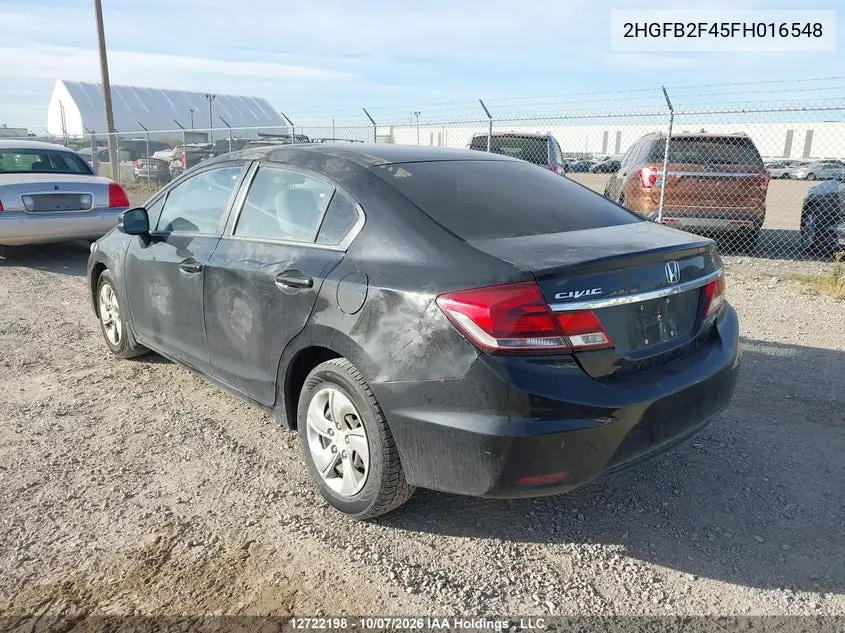 2015 HONDA CIVIC VIN 2HGFB2F45FH016548 — фото 3