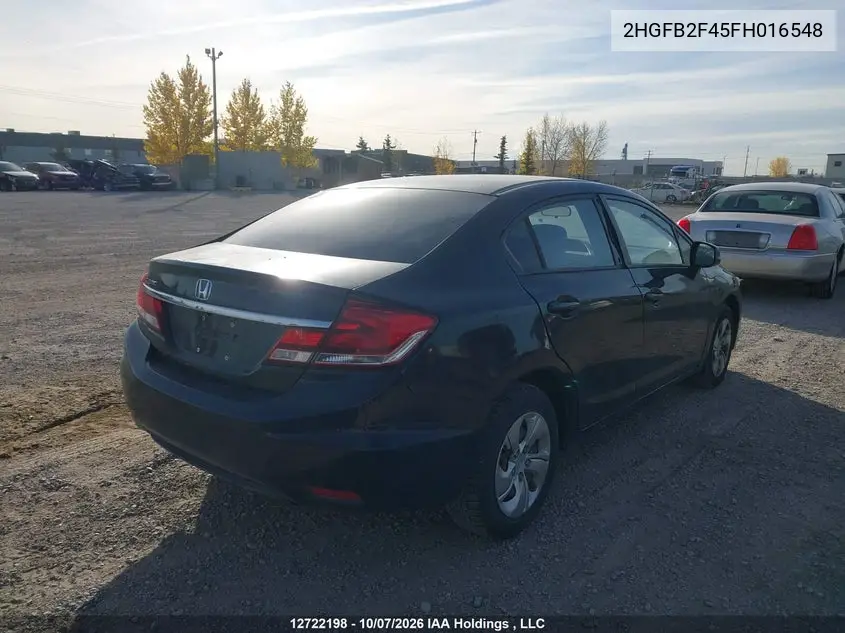 2015 HONDA CIVIC VIN 2HGFB2F45FH016548 — фото 4