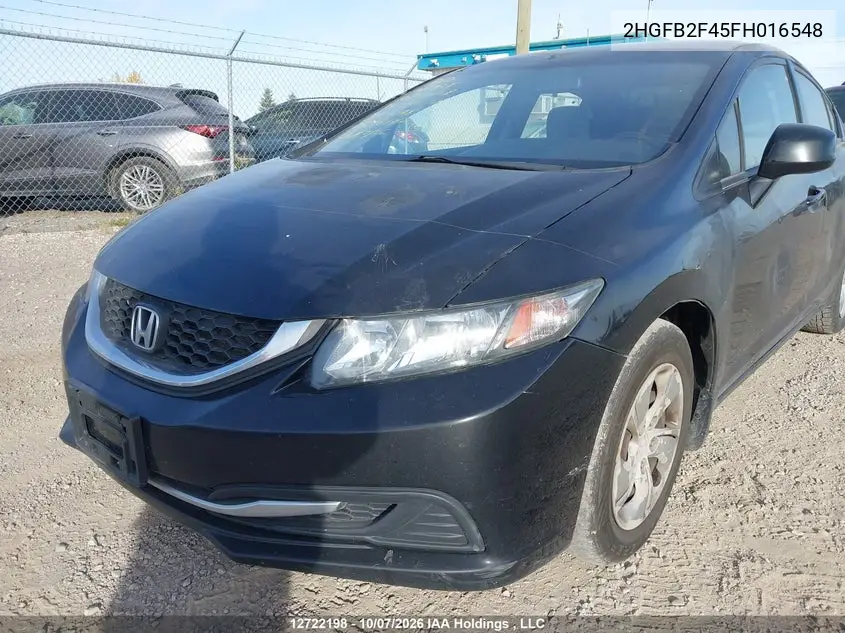 2015 HONDA CIVIC VIN 2HGFB2F45FH016548 — фото 6
