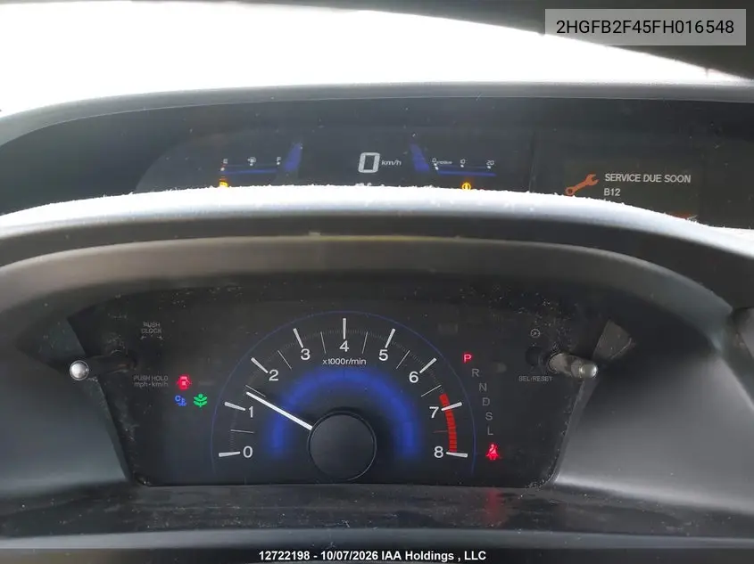 2015 HONDA CIVIC VIN 2HGFB2F45FH016548 — фото 7