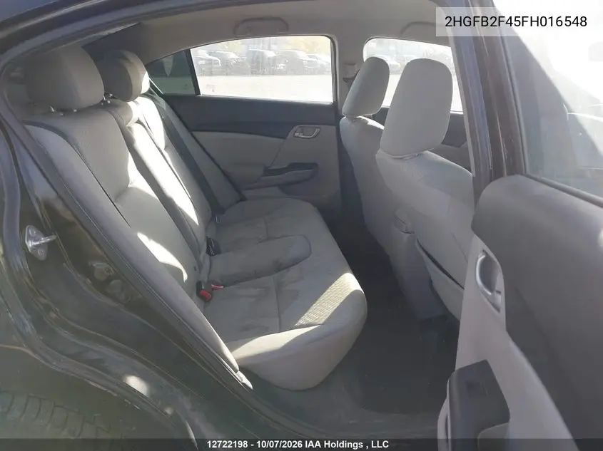 2015 HONDA CIVIC VIN 2HGFB2F45FH016548 — фото 8