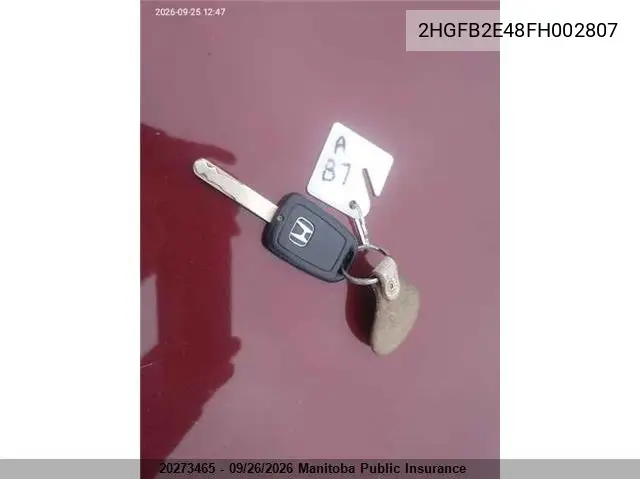 2015 HONDA CIVIC VIN 2HGFB2E48FH002807 — фото 11