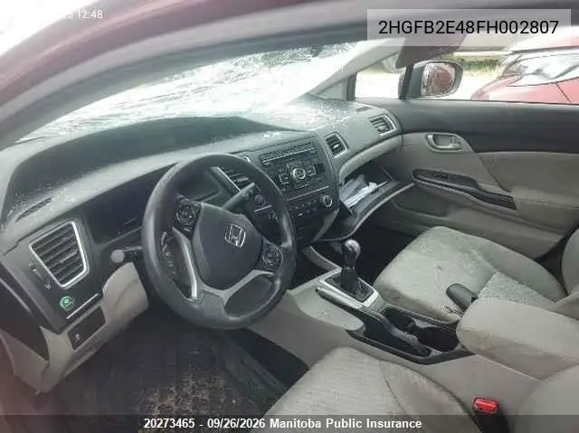 2015 HONDA CIVIC VIN 2HGFB2E48FH002807 — фото 5