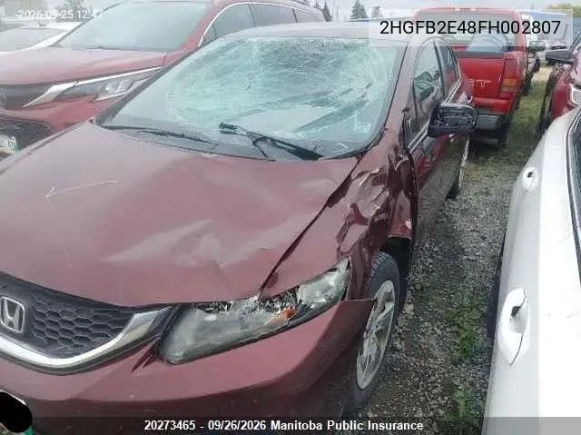 2015 HONDA CIVIC VIN 2HGFB2E48FH002807 — фото 6