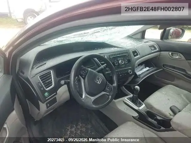 2015 HONDA CIVIC VIN 2HGFB2E48FH002807 — фото 7