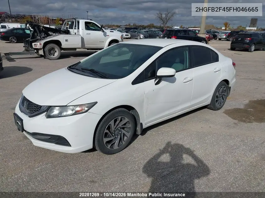 2015 HONDA CIVIC VIN 2HGFB2F45FH046665 — фото 2