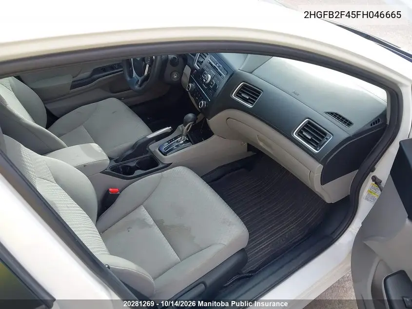 2015 HONDA CIVIC VIN 2HGFB2F45FH046665 — фото 5