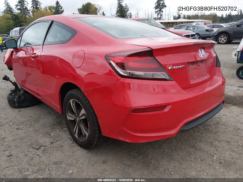 2015 HONDA CIVIC VIN 2HGFG3B80FH520702 — фото 3