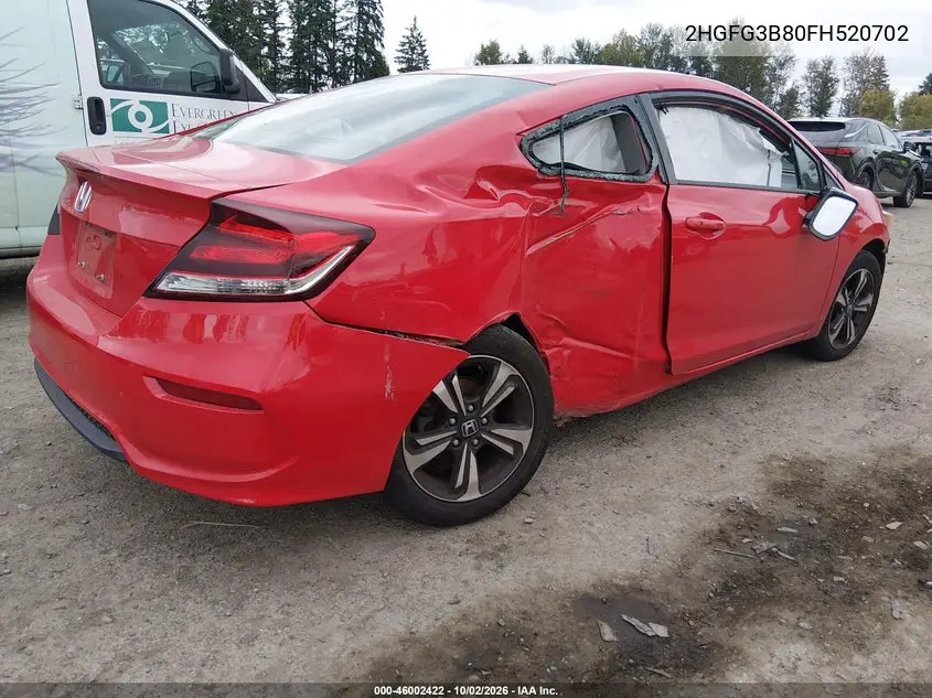 2015 HONDA CIVIC VIN 2HGFG3B80FH520702 — фото 4