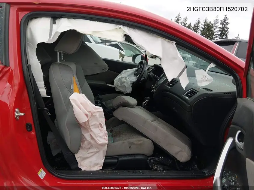 2015 HONDA CIVIC VIN 2HGFG3B80FH520702 — фото 5