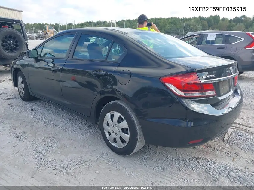 2015 HONDA CIVIC VIN 19XFB2F59FE035915 — фото 3
