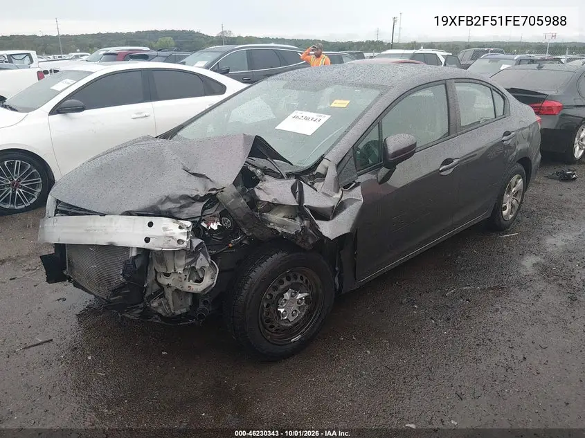 2015 HONDA CIVIC VIN 19XFB2F51FE705988 — фото 2