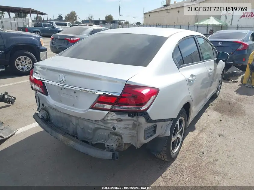 2015 HONDA CIVIC VIN 2HGFB2F72FH519769 — фото 4