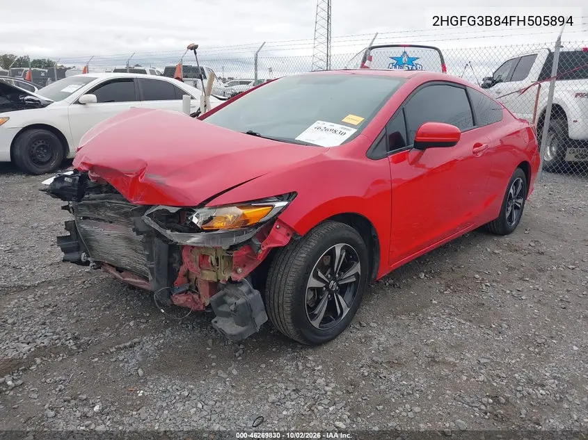2015 HONDA CIVIC VIN 2HGFG3B84FH505894 — фото 2