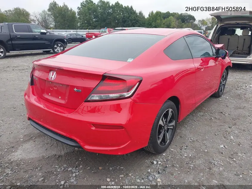 2015 HONDA CIVIC VIN 2HGFG3B84FH505894 — фото 4
