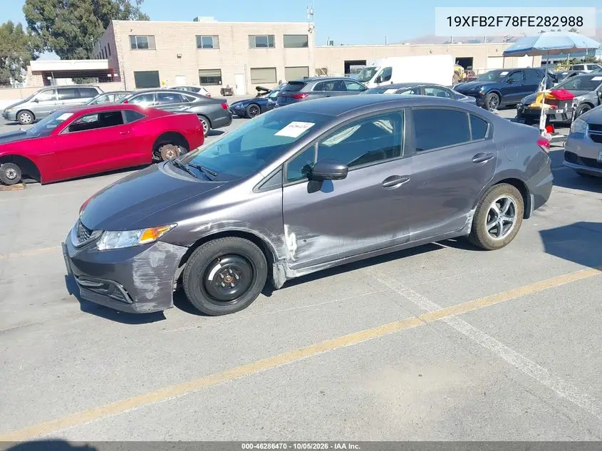 2015 HONDA CIVIC VIN 19XFB2F78FE282988 — фото 2