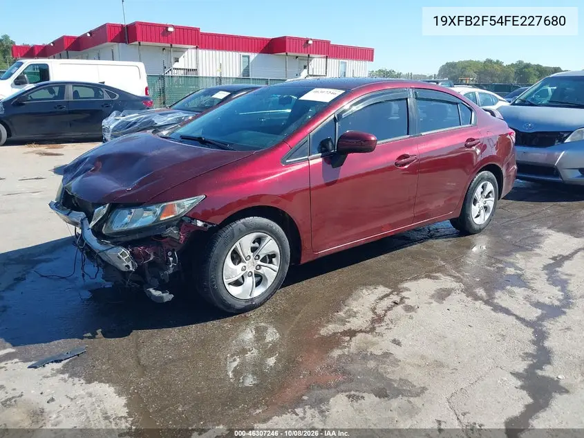 2015 HONDA CIVIC VIN 19XFB2F54FE227680 — фото 2