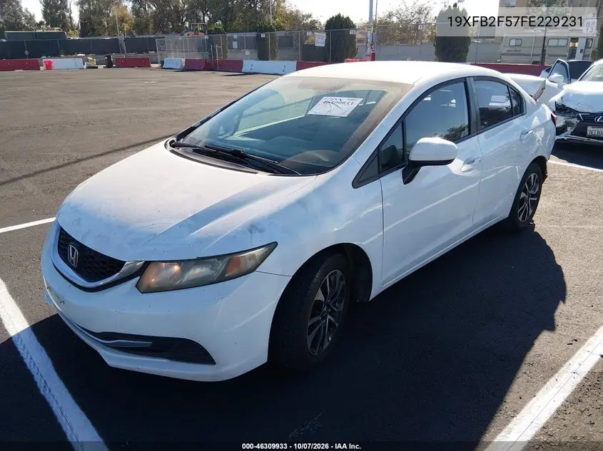 2015 HONDA CIVIC VIN 19XFB2F57FE229231 — фото 2