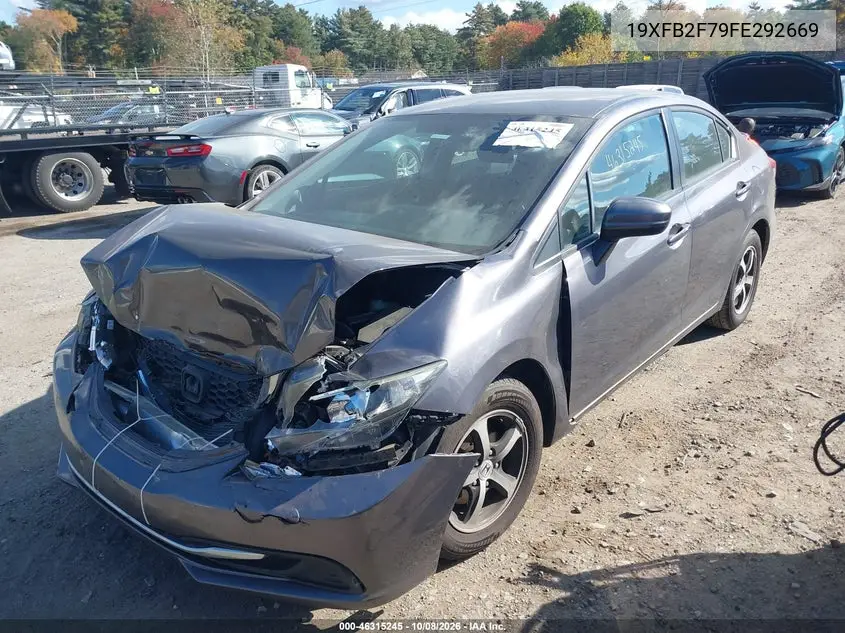 2015 HONDA CIVIC VIN 19XFB2F79FE292669 — фото 2