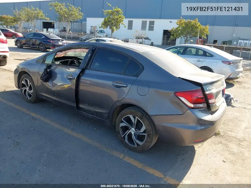 2015 HONDA CIVIC VIN 19XFB2F51FE121431 — фото 3