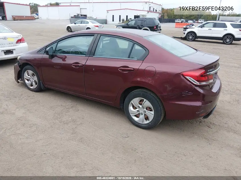 2015 HONDA CIVIC VIN 19XFB2F59FE043206 — фото 3