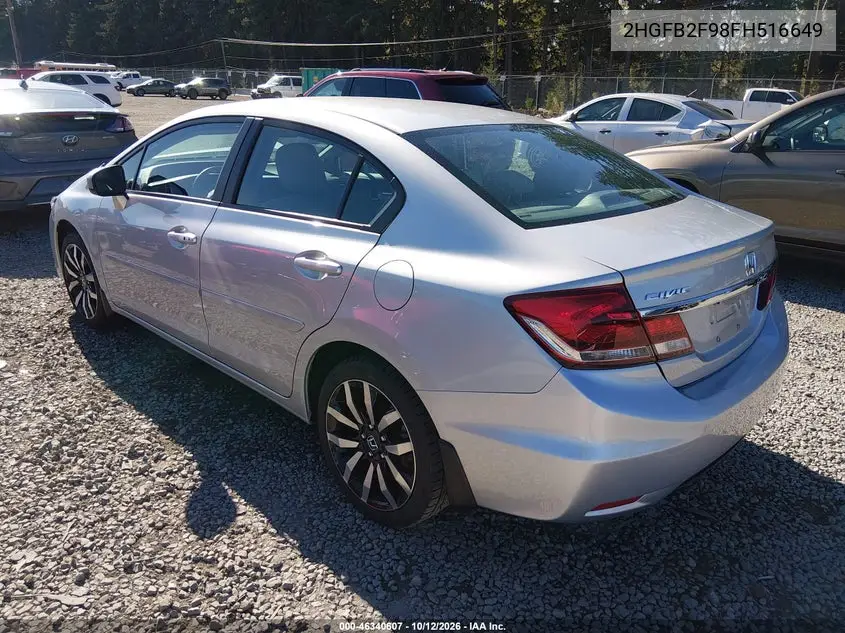 2015 HONDA CIVIC VIN 2HGFB2F98FH516649 — фото 3